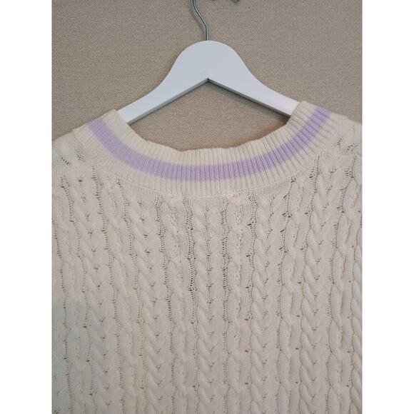 Mixology Decker Vest Womens Small Lilac Cable Knit Oversized Preppy Y2K Sweater - Picture 5 of 10